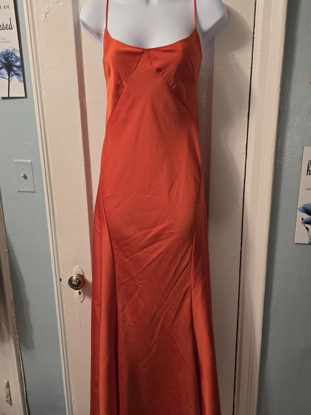 GAP Bright Orange Satin Slip Maxi Dress